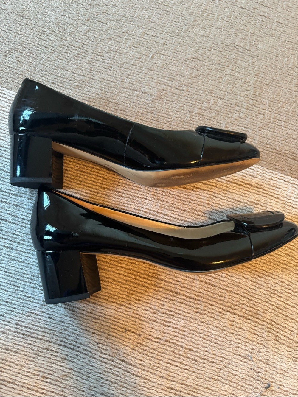 MICHAEL Michael Kors Black Patent Leather Round-Toe Heels with Buckle Accent - Picture 4 of 8